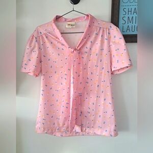 Ace of Hearts Blush Polka Dot & Bow Blouse 💕